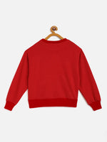 Thumbnail for Lyush Red Terry Noh.Voh Glitter Logo Sweatshirt For Girls - Distacart
