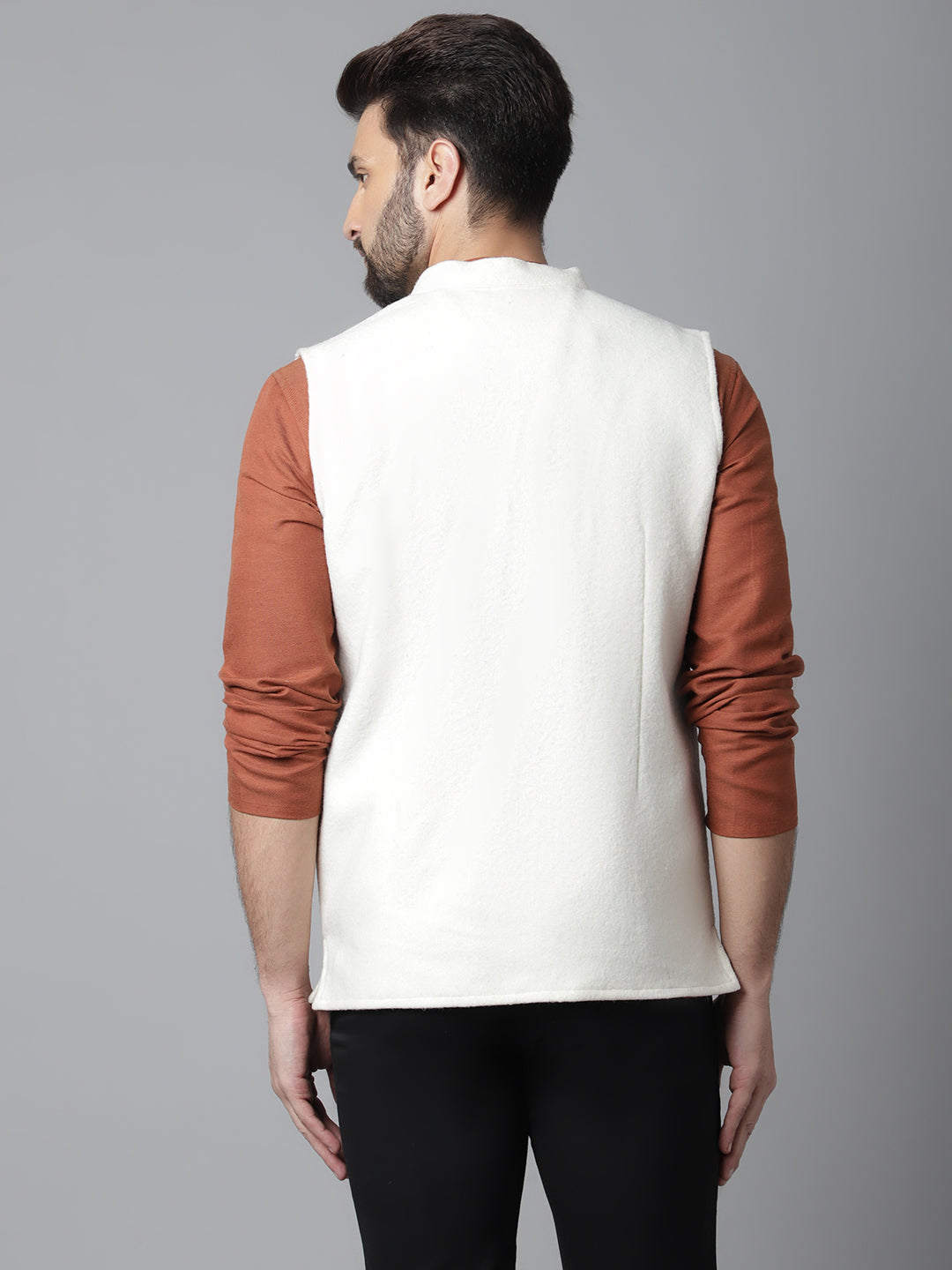 Even Apparels Men's White Pure Wool Nehru Jacket - Distacart