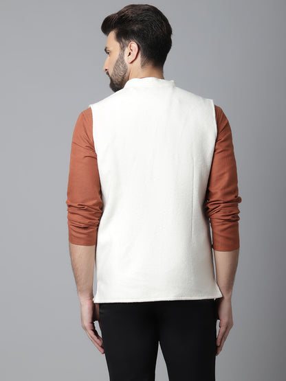 Even Apparels Men's White Pure Wool Nehru Jacket - Distacart