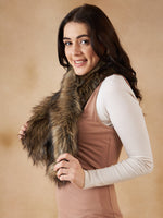 Thumbnail for InWeave Women's Beige Print Faux Fur Neck Warmer - Distacart