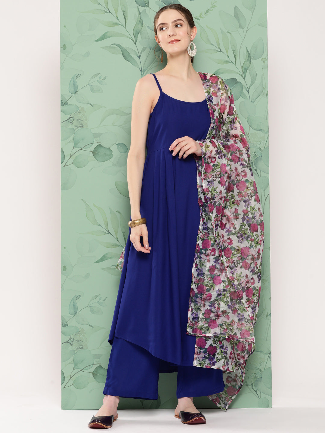 InWeave Women's Ink Blue Strappy Set W White Pink Or Duptta - Distacart