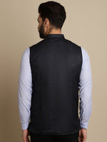 Thumbnail for Even Apparels Men's Blue Mandarin Collar Waistcoat - Distacart