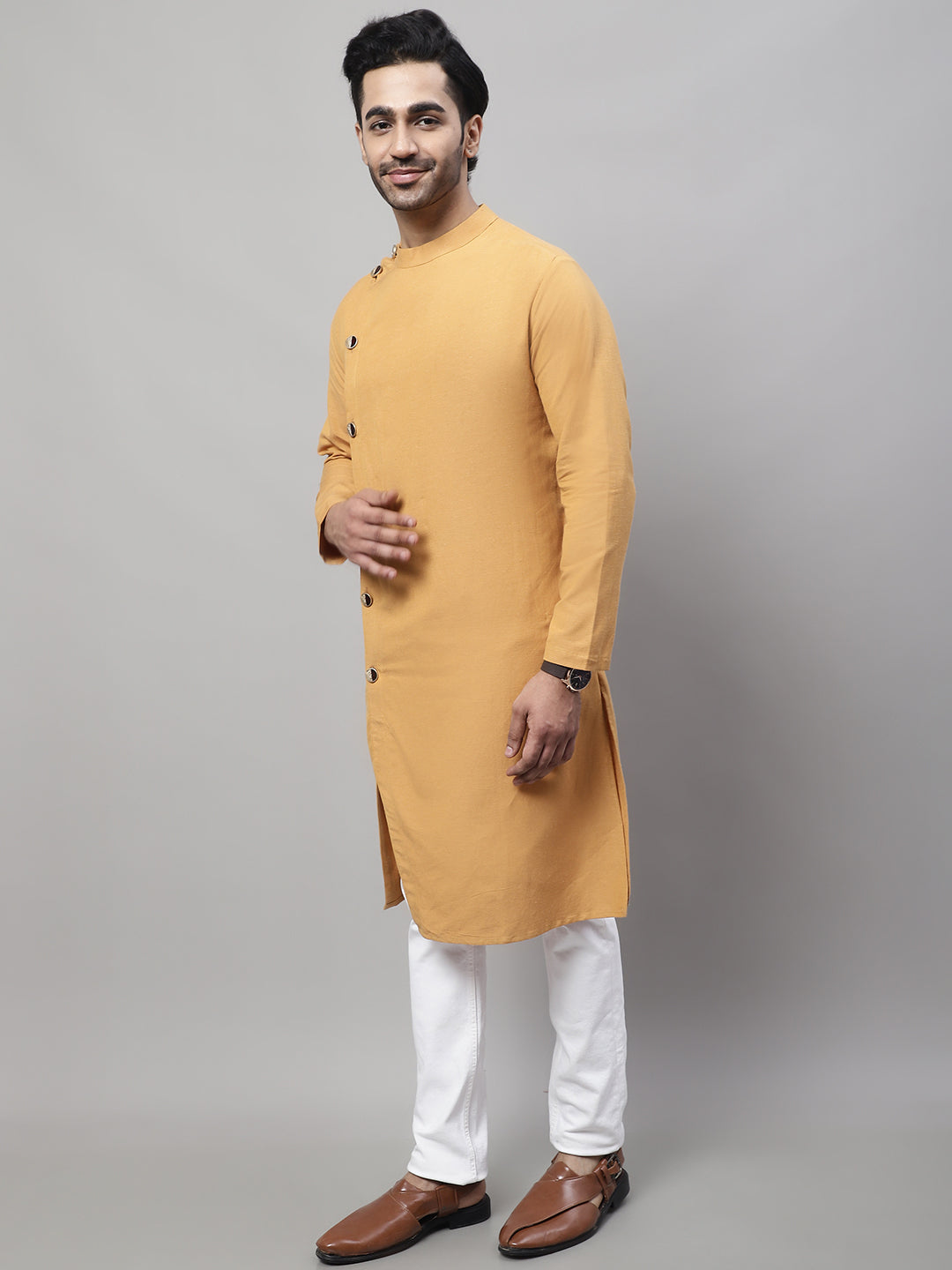 Even Apparels Mustard Sherwani Kurta With Asymetrical Cut - Distacart