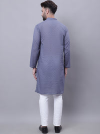 Thumbnail for Even Apparels Grey Pure Cotton Kurta With Band Collar - Distacart