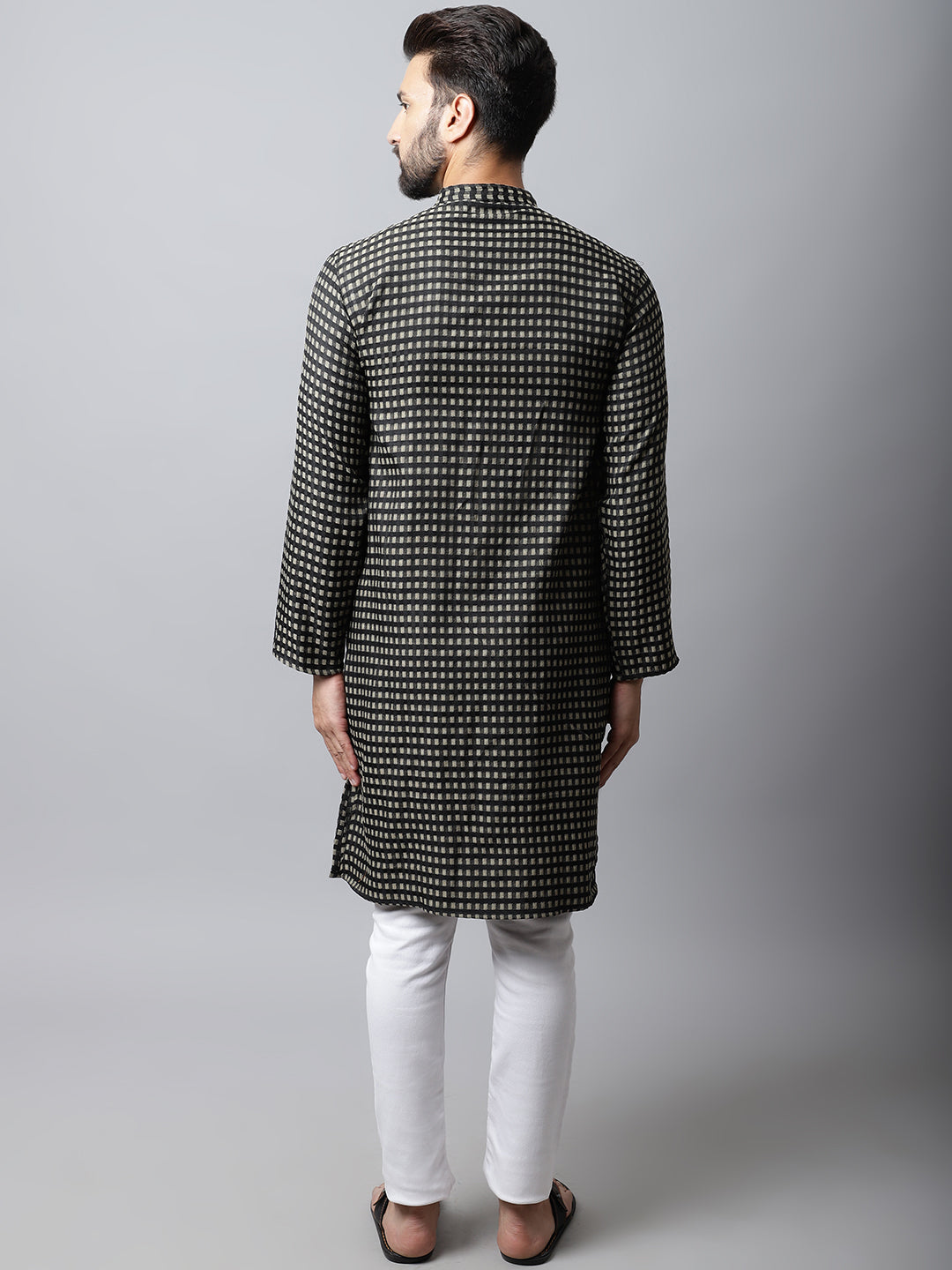 Even Apparels Brown Pure Cotton Kurta With Band Collar - Distacart