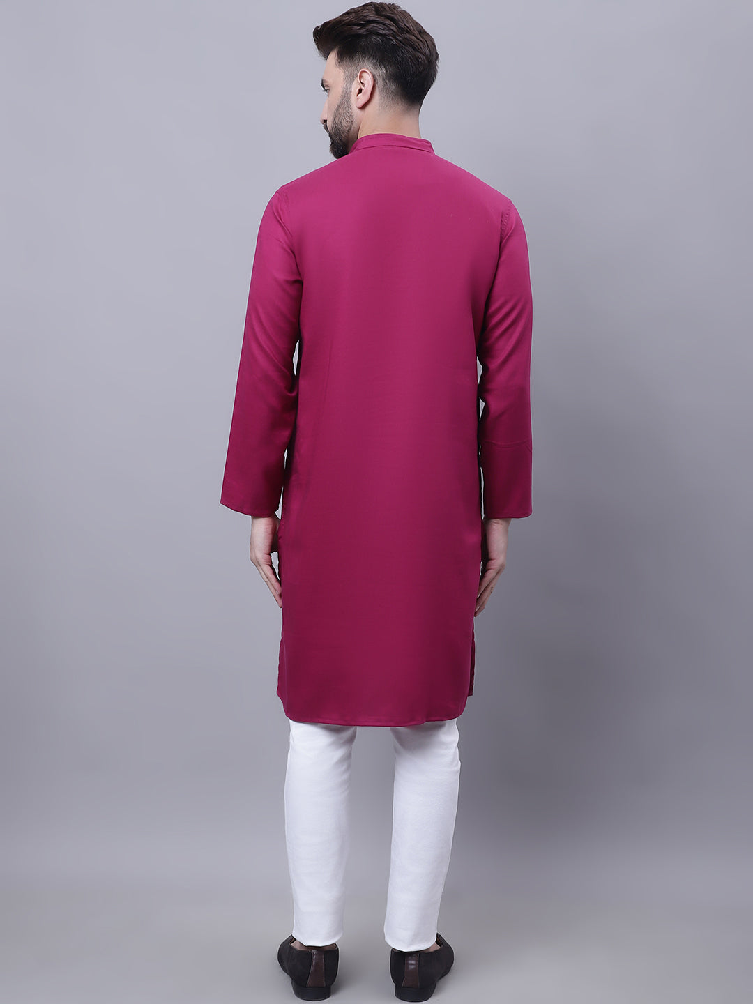 Even Apparels Wine Pure Cotton Kurta With Band Collar - Distacart