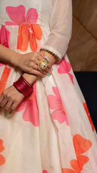Thumbnail for Pomcha Jaipur Carnation Off White Anarkali Set - Distacart