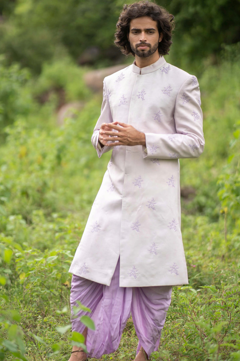 Lilac Majesty Designer Men's Sherwani by Hilo Designs - Distacart