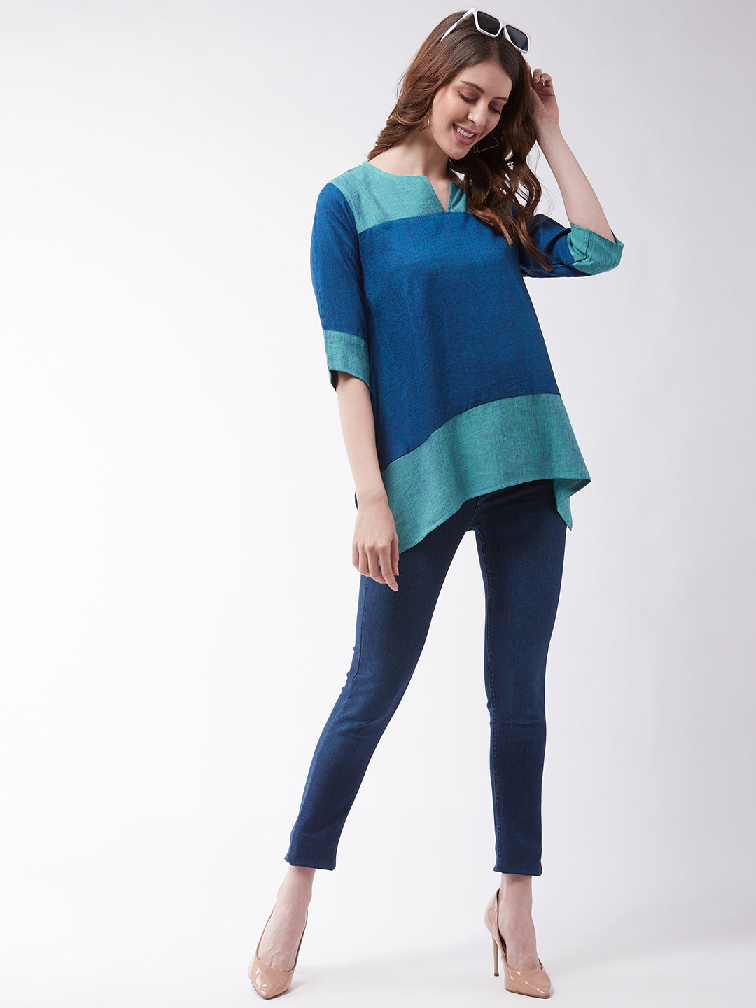 InWeave Women's Peacock Blue Top - Distacart