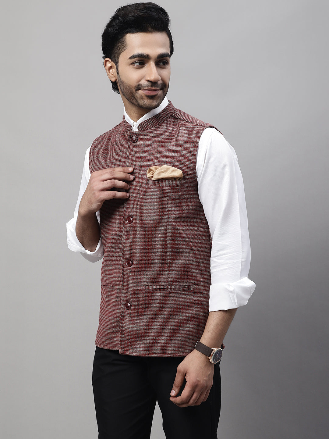 Even Apparels Men's Multi Nehru Jacket With Welt Pockets - Distacart