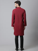 Thumbnail for Even Apparels Maroon Solid Kurta With Band Collar - Distacart