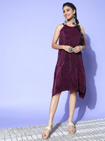 Thumbnail for InWeave Women's Wine Pleated Dress - Distacart