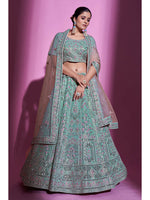 Thumbnail for Myra Blue Gota Silk Embroidered Designer Lehenga Choli - Distacart