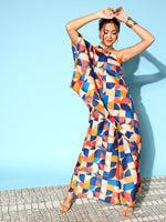 Thumbnail for InWeave Women's Multi Geometric Print One Shoulder Top With Palazzo Set - Distacart