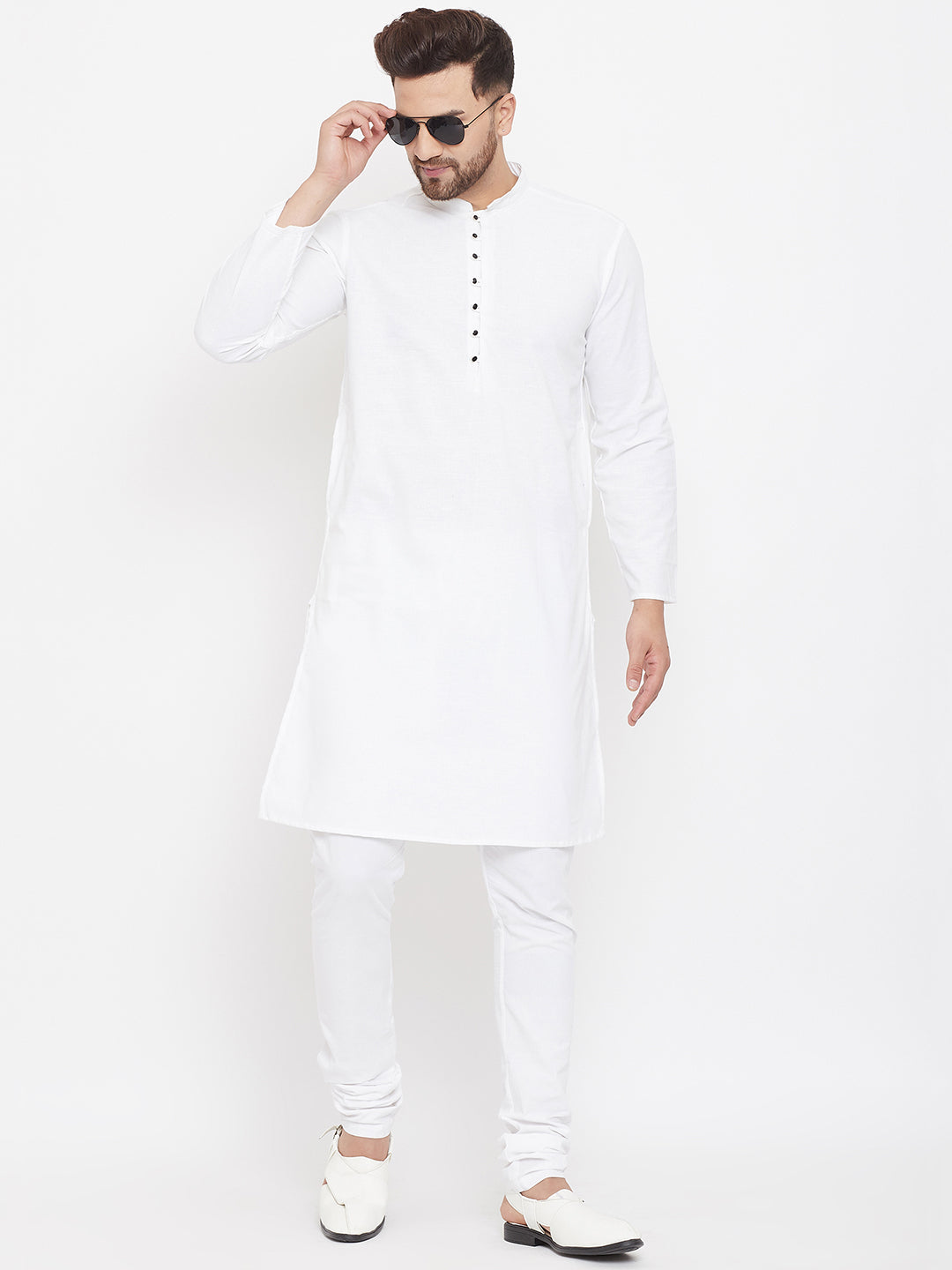 Even Apparels White Pure Cotton Kurta With Band Collar - Distacart