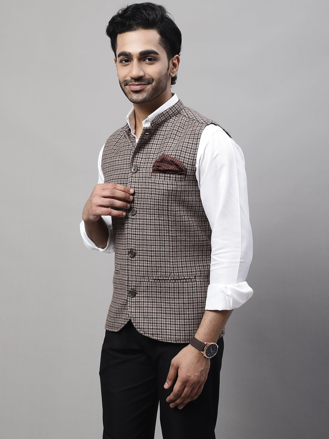 Even Apparels Men's Beige Pure Wool Nehru Jacket - Distacart