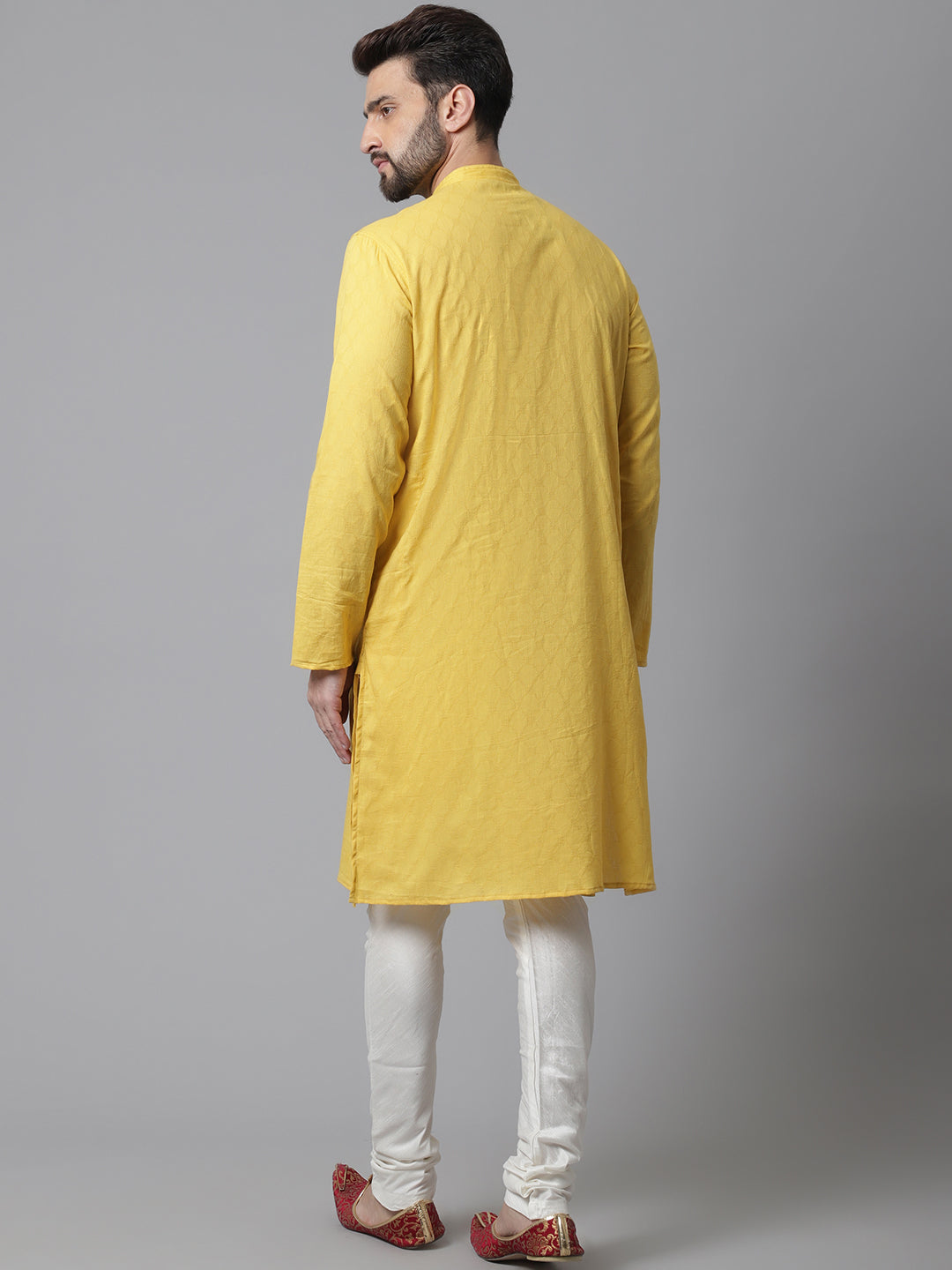 Even Apparels Yellow Pure Cotton Kurta With Band Collar - Distacart