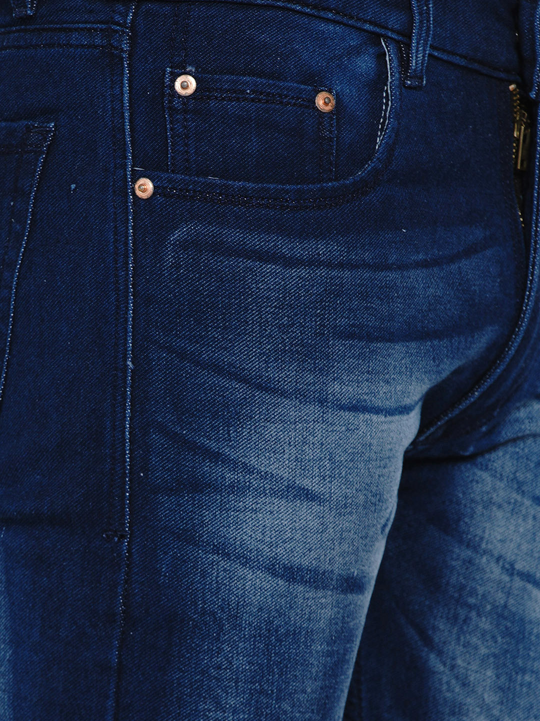 Men Blue Heavy Fade Regular Fit Jeans - Bhama - Distacart