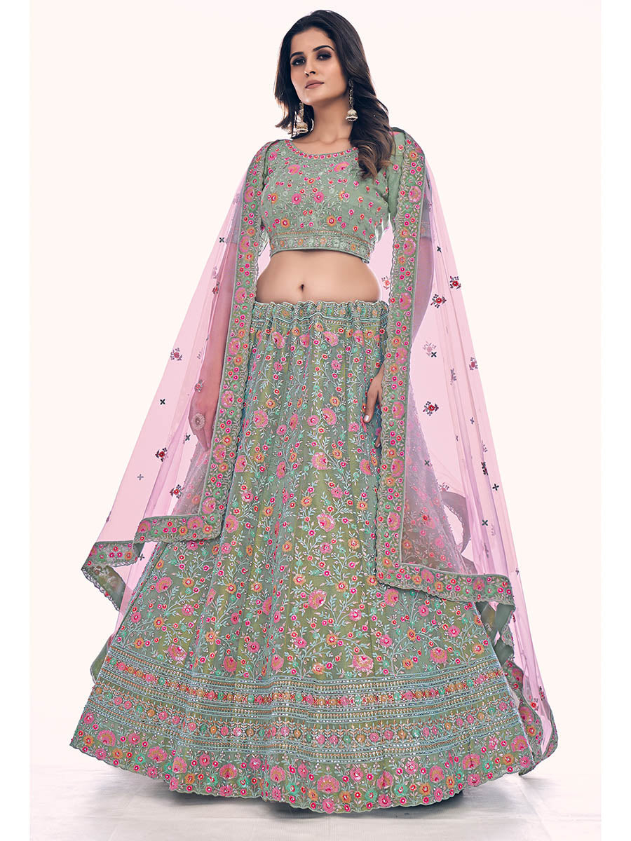 Myra Green Gota Silk Embroidered Designer Lehenga Choli - Distacart