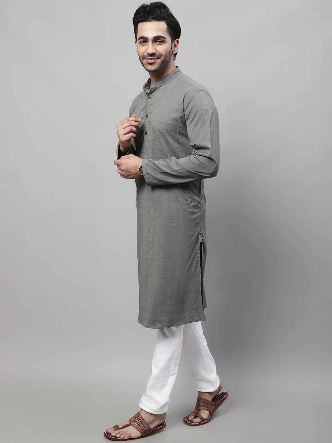 Even Apparels Multi Pure Cotton Kurta With Band Collar - Distacart