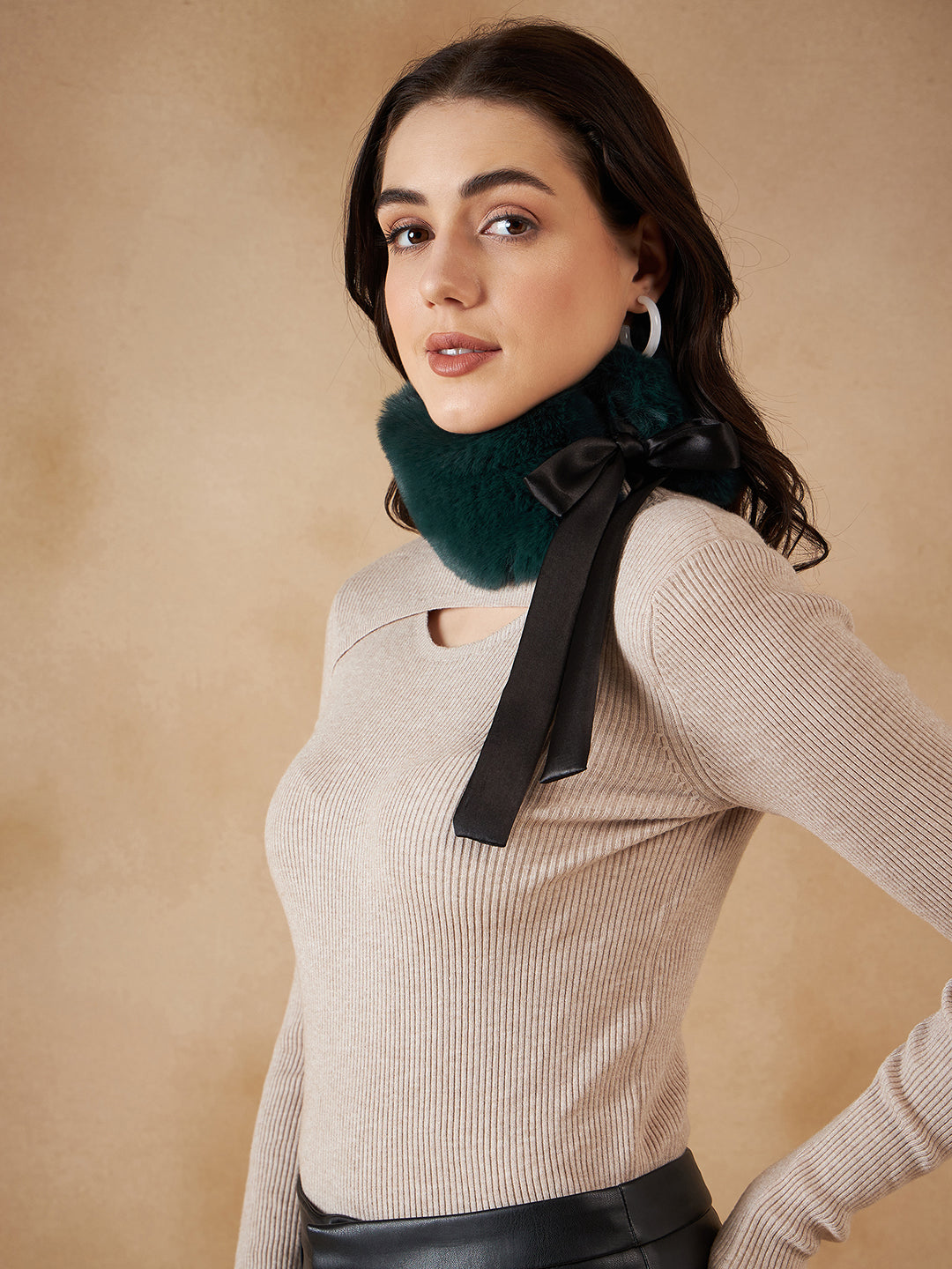 InWeave Women's Dark Teal Fur Neckpiece - Distacart