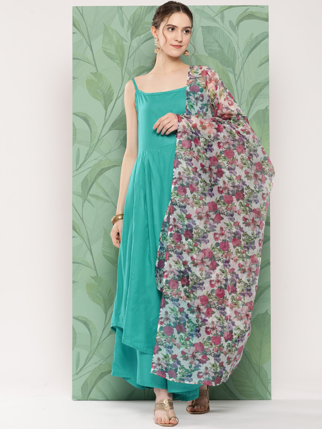 InWeave Women's Teal Strappy Set W White Pink Or Duptta - Distacart