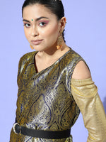Thumbnail for InWeave Women's Navy Brocade Jacket - Distacart