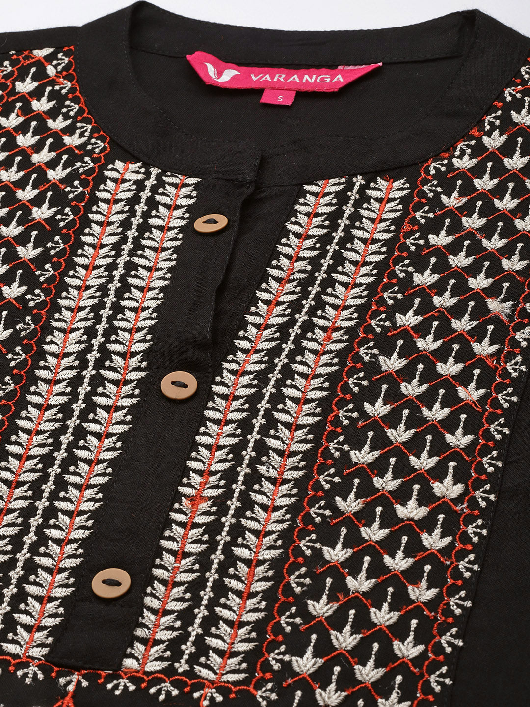 Varanga Women Black & Off White Ethnic Motifs Embroidered Yoke Design Kurta - Distacart