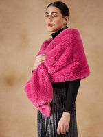 Thumbnail for InWeave Women's Light Pink Long Faux Fur Cape - Distacart
