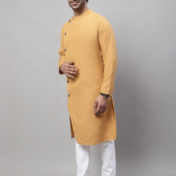 Even Apparels Mustard Sherwani Kurta With Asymetrical Cut - Distacart