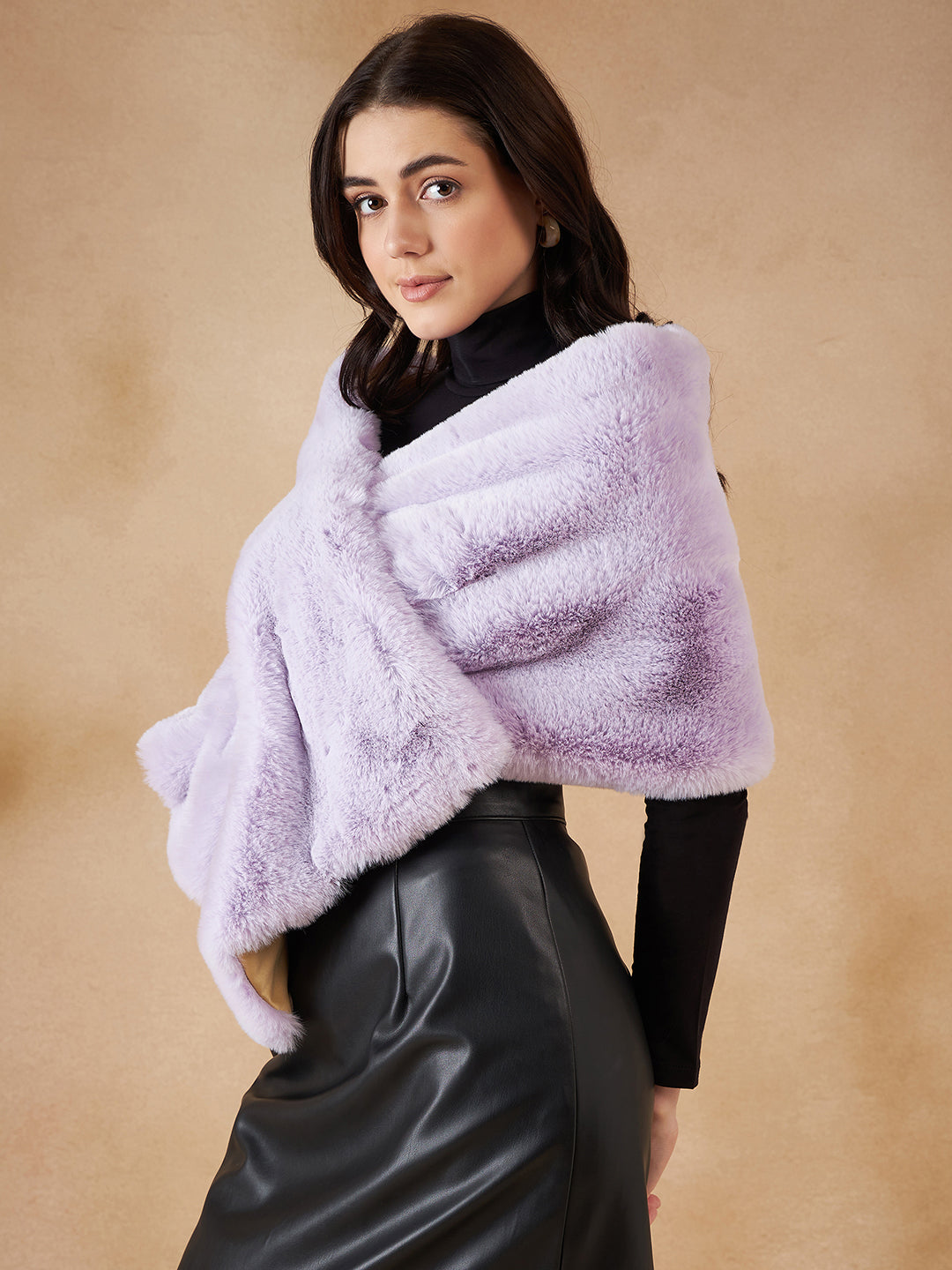 InWeave Women's Mauve Fur Cape - Distacart