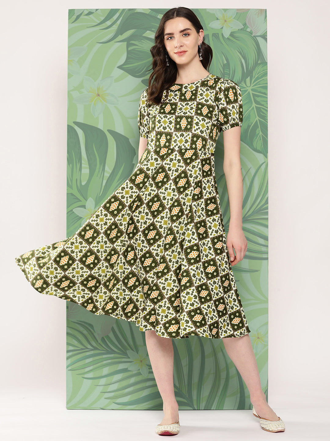 InWeave Women's Dark Green Square Dress - Distacart