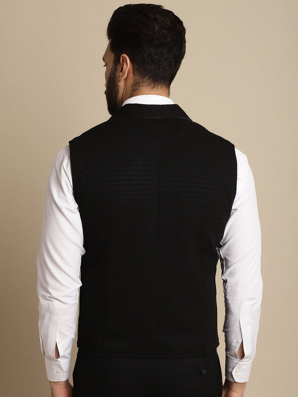even apparels men s black waistcoat with notched lapel