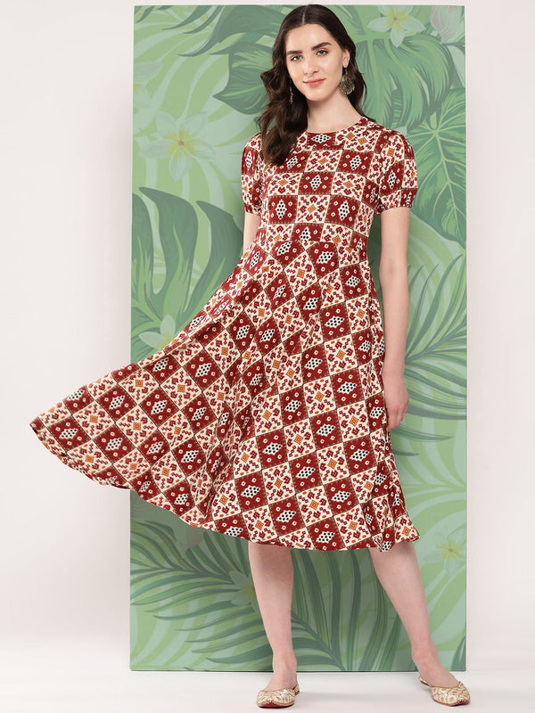InWeave Women's Maroon Square Dress - Distacart