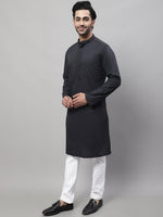 Thumbnail for Even Apparels Black Pure Cotton Kurta With Band Collar - Distacart