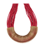 Thumbnail for Gold-Plated Alloy Red Beaded Tribal Necklace - The Pari - Distacart