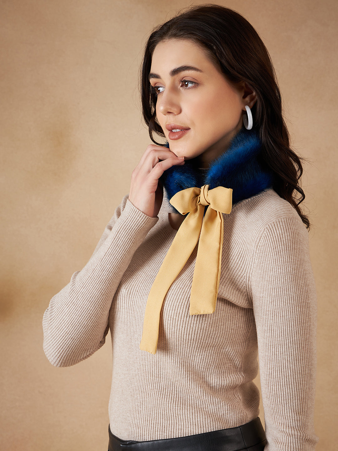 InWeave Women's Royal Blue Fur Neckpiece - Distacart