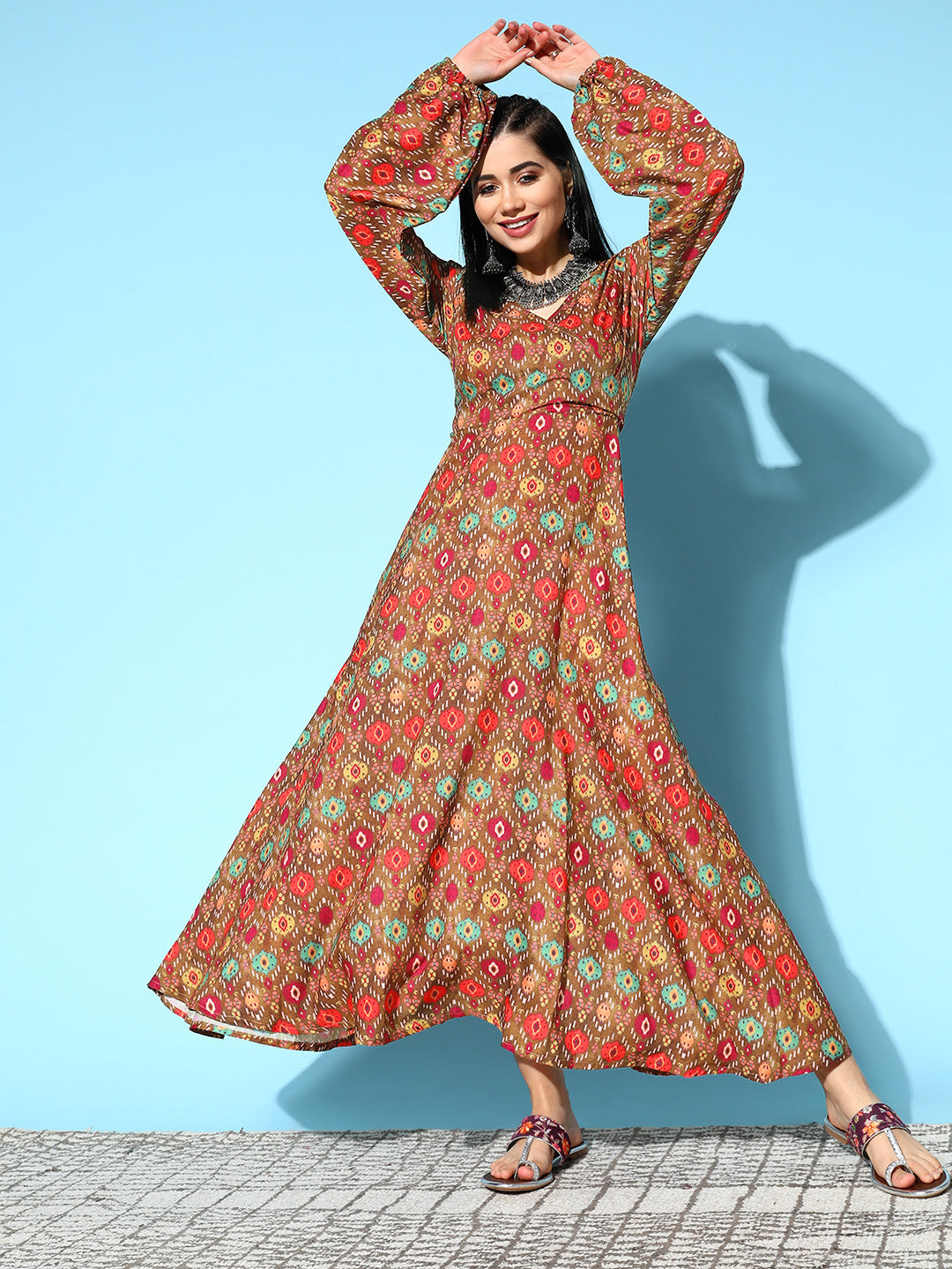 InWeave Women's Rust Edgy Print Dress - Distacart