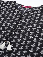 Thumbnail for Varanga Black Printed Kurta With Hand Work Detailings - Distacart