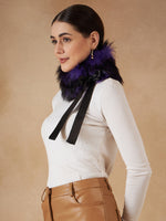 Thumbnail for InWeave Women's Purple Black Fur Neckpiece - Distacart