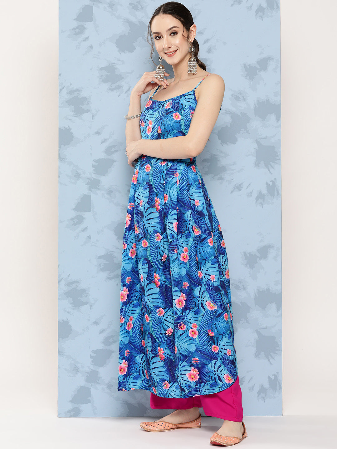 InWeave Women's Blue Pink Japanese Art Strappy Set - Distacart