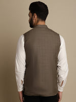Thumbnail for Even Apparels Men's Brown Mandarin Collar Waistcoat - Distacart
