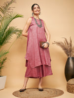 Thumbnail for InWeave Women's Wine Lurex Short Pallazo Kurta Set - Distacart