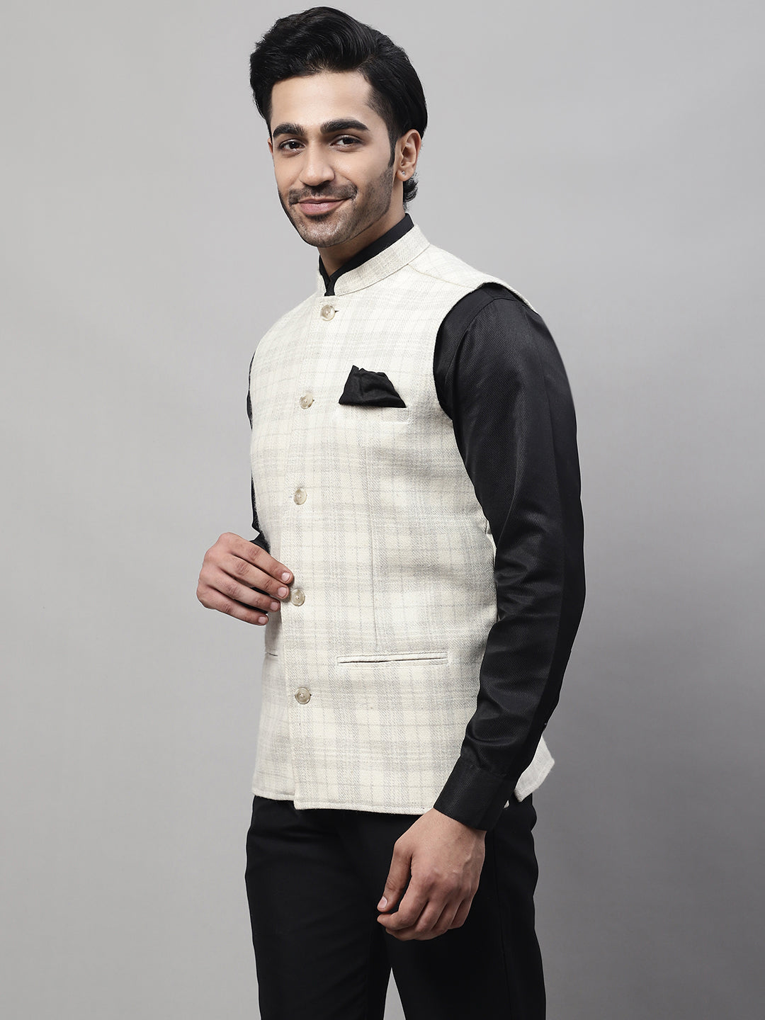 Even Apparels Men's Cream Pure Wool Nehru Jacket - Distacart