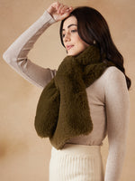 Thumbnail for InWeave Women's Mehandi Green Faux Fur Neck Warmer - Distacart