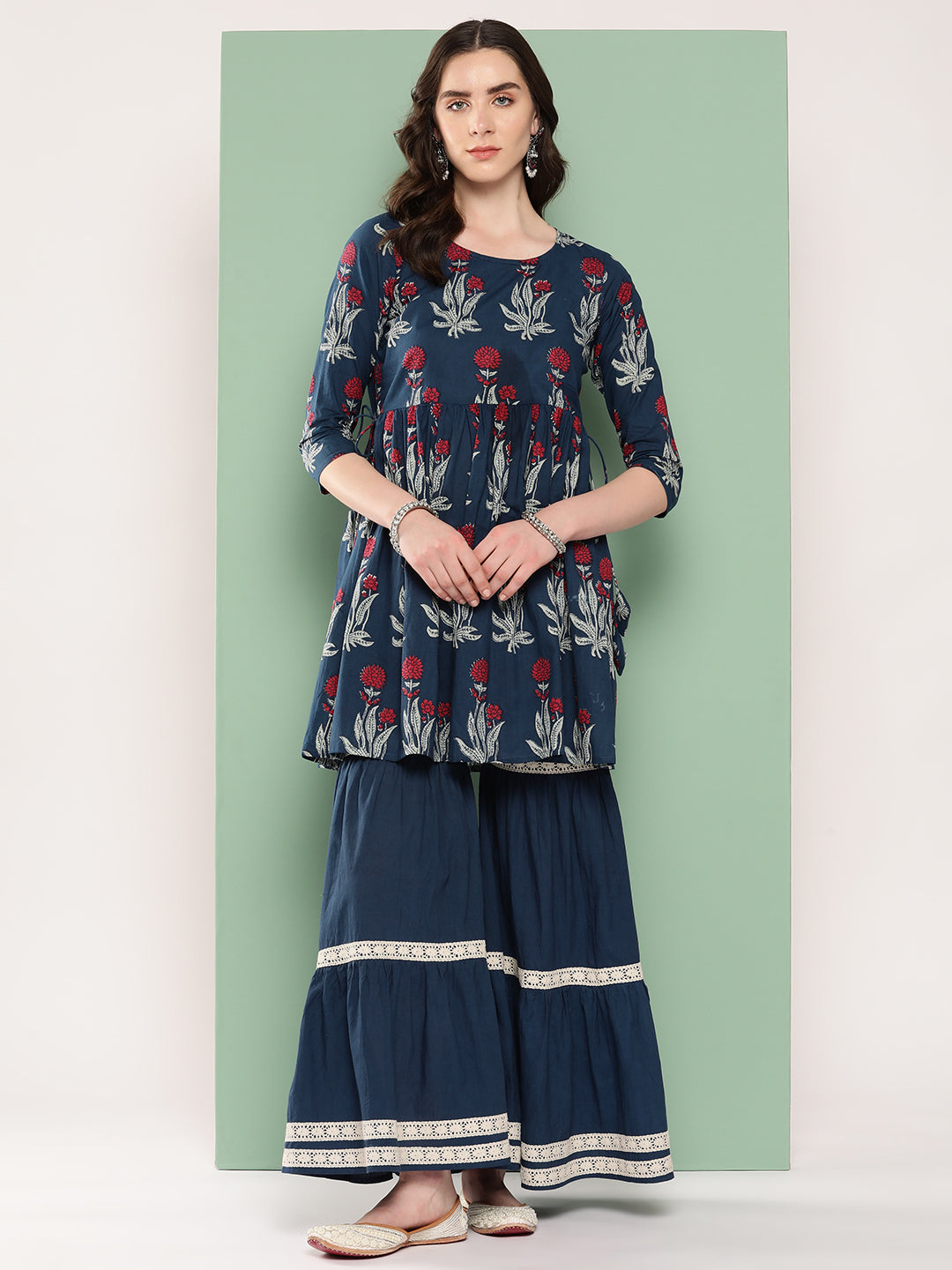 InWeave Women's Indigo Boota Sharara Set - Distacart