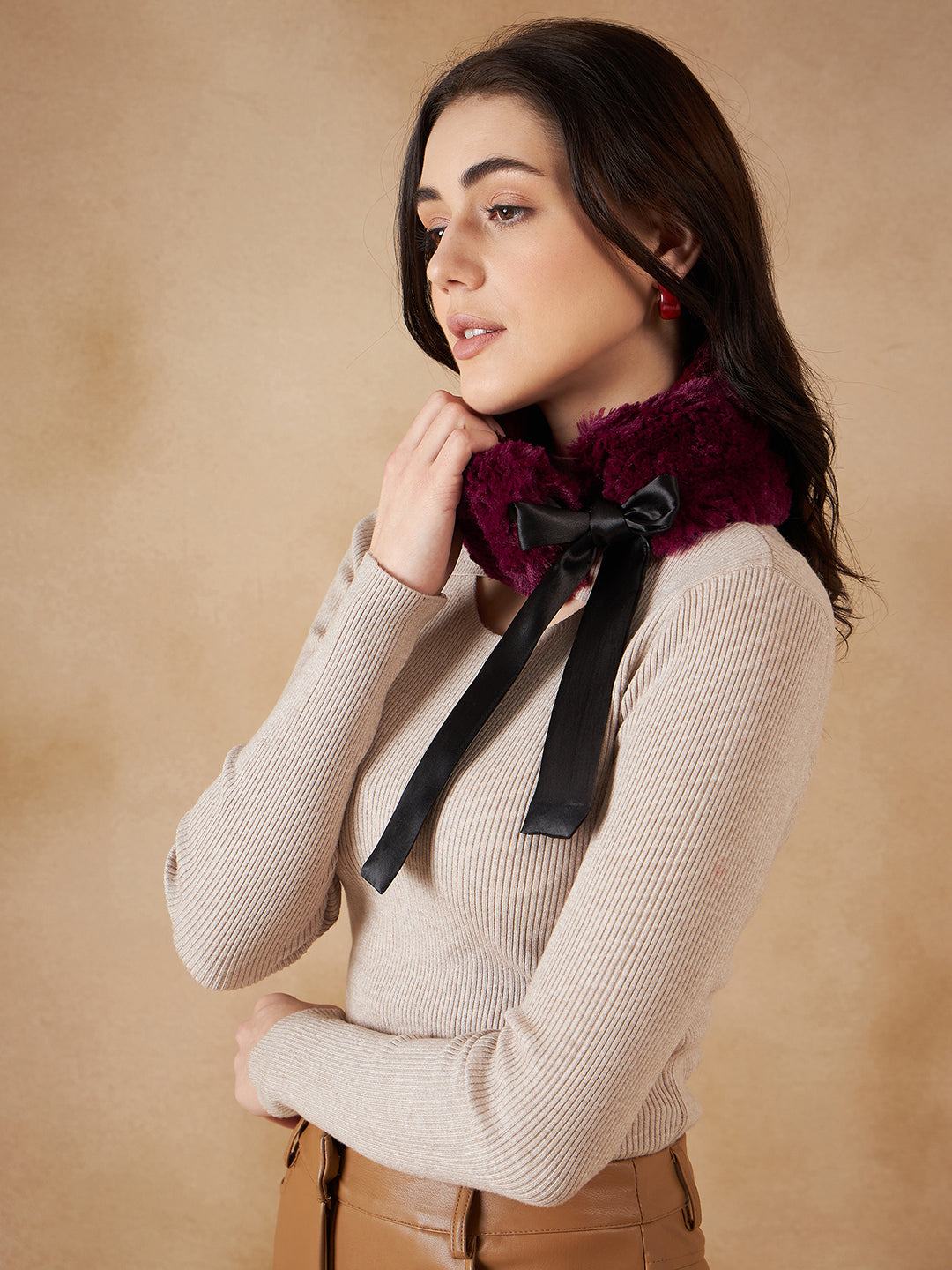 InWeave Women's Burgundy Fur Neckpiece - Distacart