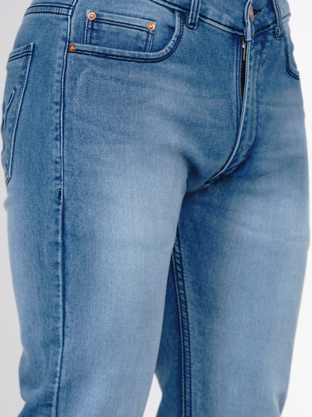 Men Blue Low Distress Jeans - Bhama - Distacart