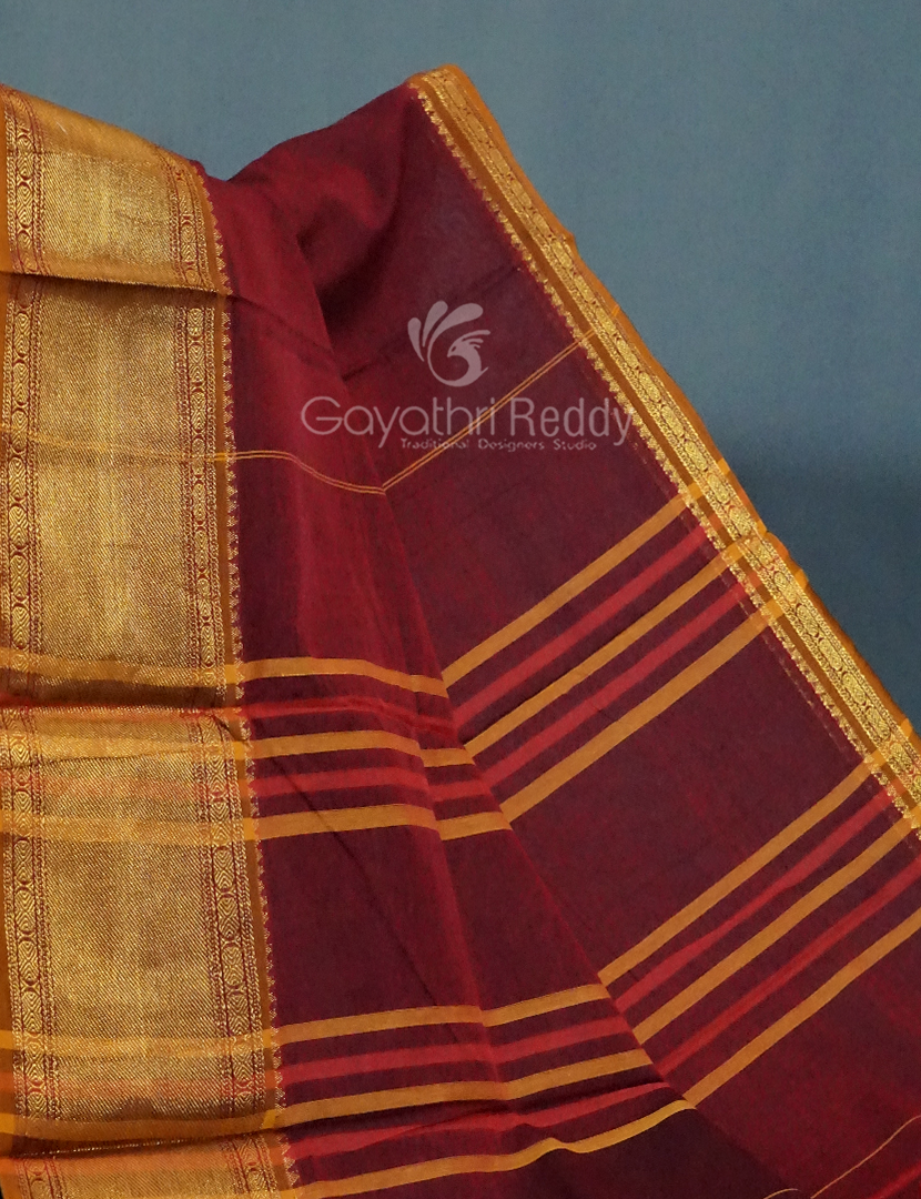 Kalanetha Maroon Coloured Pure Narayanpet Cotton Saree By Gayathri Reddy Designer Studio - Distacart
