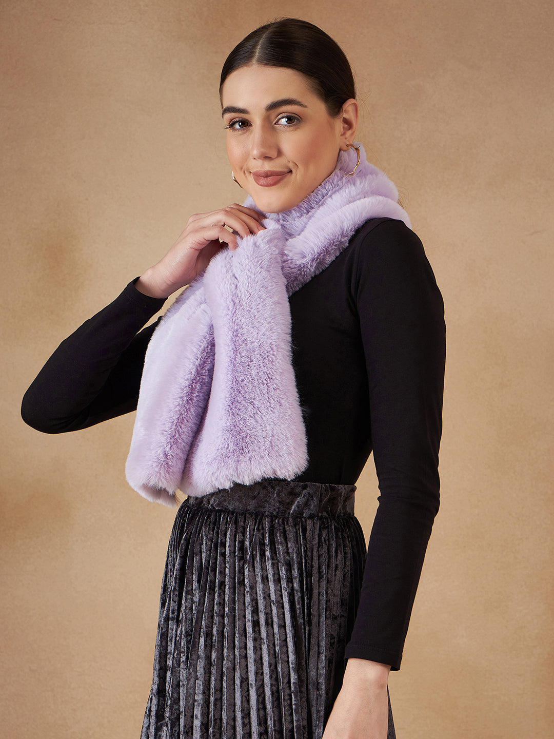 InWeave Women's Light Mauve Faux Fur Neck Warmer - Distacart